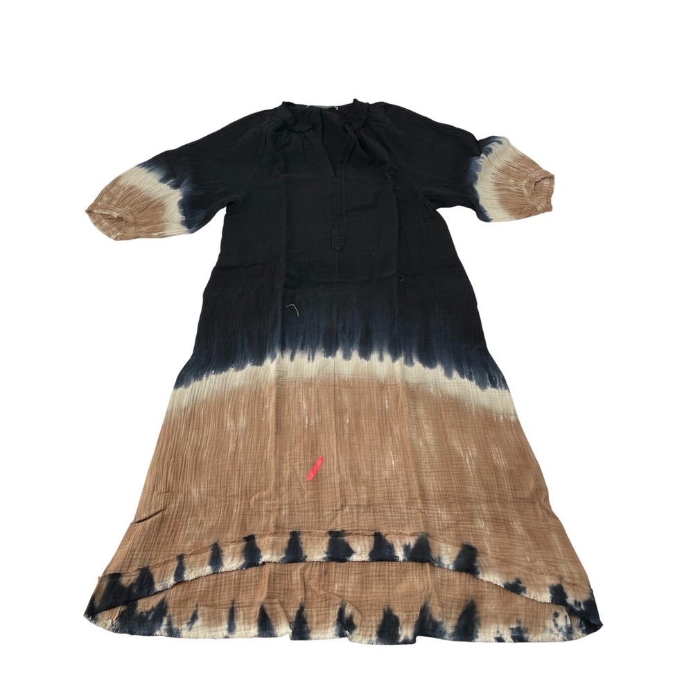 Ocean + Main Caftan Dress S/M Black Tan Good